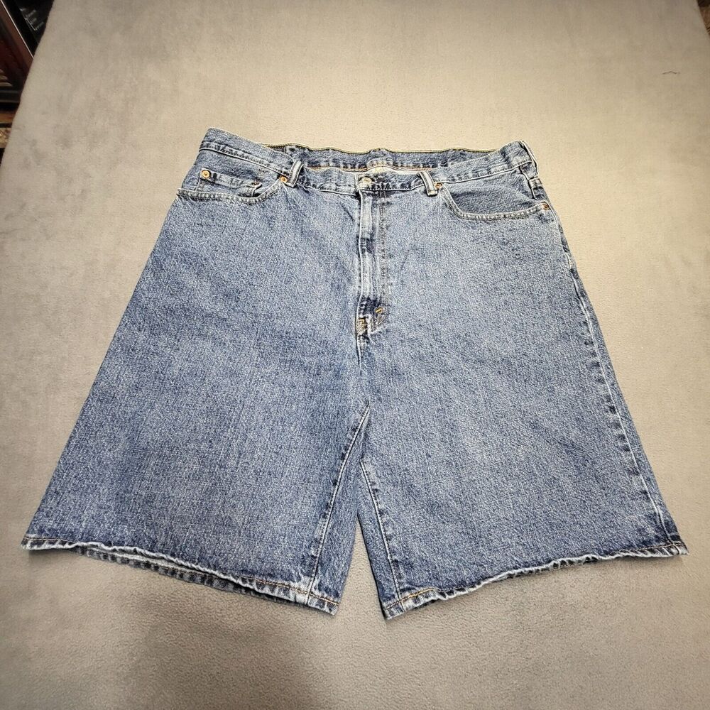 Levis 550 Jean Shorts Mens 40 Relaxed Fit Blue Denim Distressed Jorts
